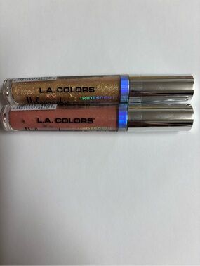 L.A. COLORS Iridescent Lip Gloss Duo - Gold & Peachy Nude